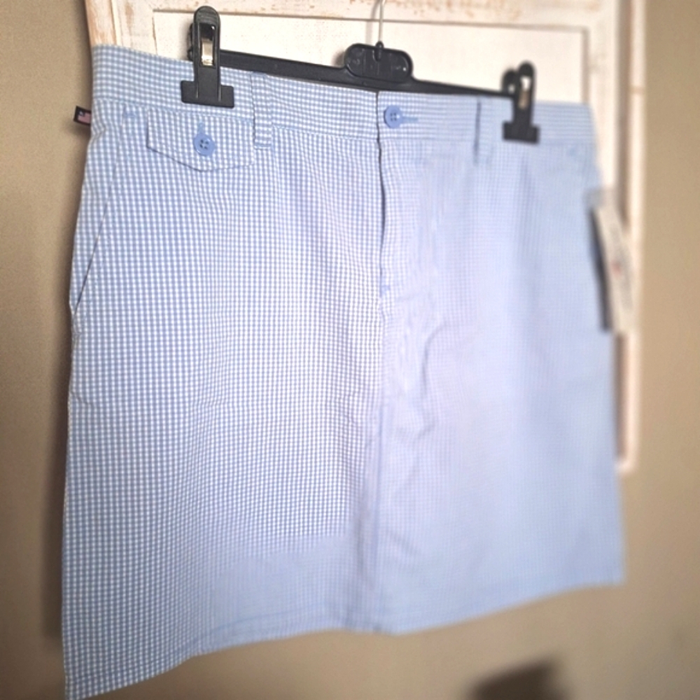 RALPH LAUREN Deadstock Preppy y2k 90's powder blue white cotton mini skirt sz 10